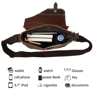 Bolso de hombro de cuero genuino para hombre, <span class=keywords><strong>bolsa</strong></span> de mensajero de cuero de vaca auténtico Retro, fabricante chino, venta al por mayor - Product Image 3