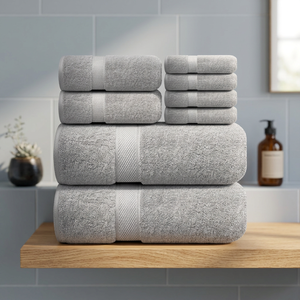 Juego de Toallas de Baño ORCHID de Algodón Gris, Orgánicas, Suaves, Absorbentes, de Secado Rápido, Color Sólido, para Hogar y Spa, de Lujo - Product Image 1