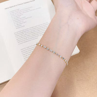 Bracelet Tennis Minimaliste Carré et Rond Entrelacé Effet Glaçon Étoilé en Or Jaune 18K avec Diamants de Laboratoire pour Femme – Vente en Gros