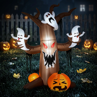 Arbre hanté gonflable d'Halloween avec combinaison fantôme et citrouille, LED intégrées pour décoration de jardin extérieur, fête, festival