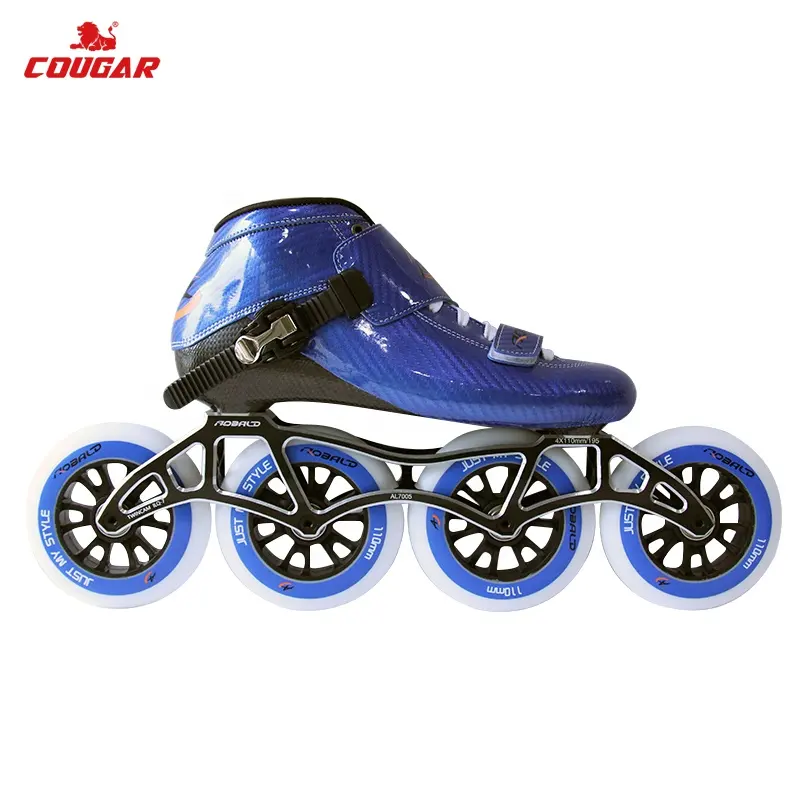 Hoogwaardige Kampioenschappen 110Mm Pu Wiel Blauw Schaatsen Inline Speed Skates