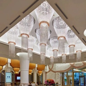 Lampadario di cristallo di lusso moderno personalizzato per la Lobby dell'hotel Non Standard Duplex edificio aziendale luci regolabili in altezza - Product Image 1