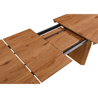 Table à manger ovale extensible avec plateau en MDF, base à double piétement, plateau auto-rétractable, table moderne pour la maison, la cuisine, l'hôtel