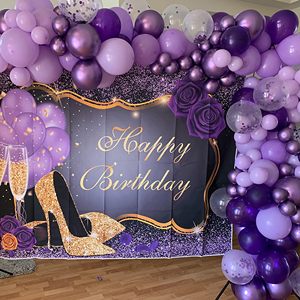 Ballons violet et blanc, 60 packs, 12 pouces, violet foncé, violet clair, violet métallique chromé, ensemble de ballons à confettis, anniversaire de filles - Product Image 5