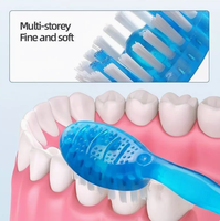 Mini-brosse à dents jetable 5-en-1 avec perle de fraîcheur, fil dentaire et gratte-langue pour voyage – Kit de soins bucco-dentaires portable à poils souples