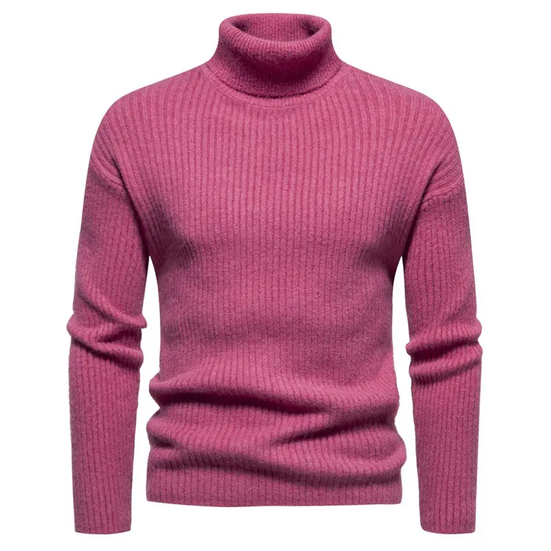 새로운 유럽과 미국 남성용 넥 풀오버 스웨터 단색 따뜻한 하이 넥 니트