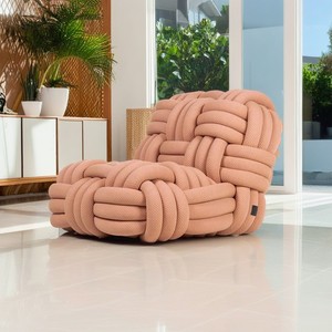Italiaanse Luxe Enkele Casual <span class=keywords><strong>Lounge</strong></span> Stoel Fluwelen Stof Geweven Gebreide Bank Voor Slaapkamer Hotel Single <span class=keywords><strong>Lounge</strong></span> Sofa