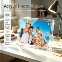 Cadre photo en acrylique de bureau, taille personnalisée, cadre photo en acrylique sur pied, cadre en acrylique pour cadeau, souvenir de mariage, ornement de table