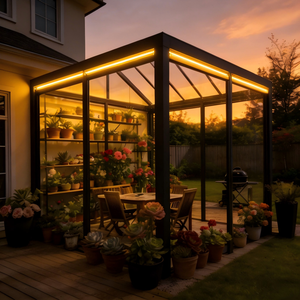 Serre en verre moderne pour résidence, abri en verre, gazebo, véranda, petit système de pergola inclinée en aluminium avec verre trempé - Product Image 3