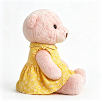 Ours en peluche doux et adorable, jouet animal en peluche, poupée compagnon avec tenue robe fleurie jaune