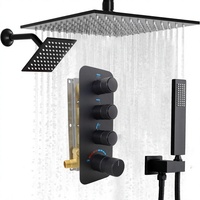 Système de Douche Double Homekicen avec Douche Plafond 10'' et Douche Inclinée 6'' et Robinet à Main, Commutateur Thermostatique 3 Voies à Bouton Poussoir