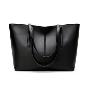 2021 Designer New Fashion Women Big Handbag Wholesale Pu Leather Large Capacity Ladies Black Tote Hand Bag