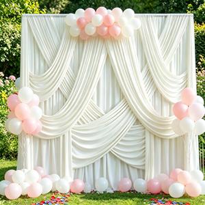 Tirai Latar Belakang Sutra Susu Anti Kusut 5*10ft untuk Pernikahan, Upacara, Pesta Ulang Tahun, dan Fotografi - Product Image 2