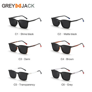 Lunettes de soleil Grey Jack, monture TR90, UV400, polarisées, unisexes, légères, charnières à ressort, noires - Product Image 2
