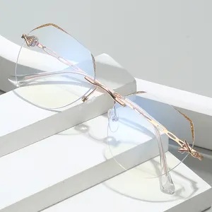 Ultraleichte runde Rahmenlesebrillen randlos Metall Damen Herren Mode optische Rahmen Retro Designer optische Brille