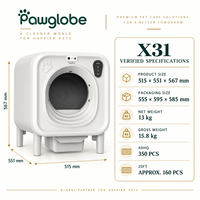 Bac à litière intelligent pour chat X31 515 x 551 x 567 mm avec tambour intérieur lavable aux ions d'argent, capteurs de gravité et détection de présence d'animaux