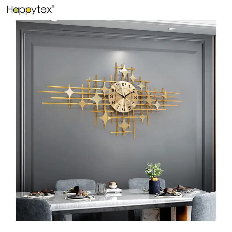 Günstige Mode Metall dekorative Mid Century Silent Non-Ticking Modern Star Home Große Diy Wanduhr für Wohnzimmer Büro