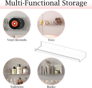 مجموعة أرفف أكريليك شفافة من 7 ، 15 بوصة لأرفف الكتب ، الحمام ، غرفة النوم ، غرفة المعيشة ، شارع المطبخ - Product Image 4