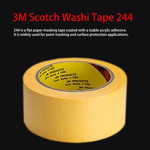 Washi para <span class=keywords><strong>3M</strong></span> 244 fita adesiva amarela automotiva 33m 24mm resistente ao calor 130-180 ° C blindagem eficaz sem cola residual para auto - Product Image 2