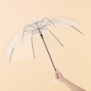 16-Rippen Transparenter Halbautomatischer Regenschirm im Street-Design mit Langem Griff, Große Größe, Doppelseitig, Weiß, für Damen, Sonne und Regen - Product Image 5