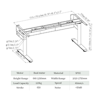 Cadre de bureau assis-debout 2DF3 à double moteur électrique, table de bureau réglable en hauteur avec plateau pour câbles pour poste de travail