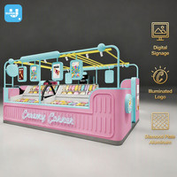 Kiosque de centre commercial sur mesure pour gelato, design intérieur, éclairage LED personnalisé, mobilier de présentation pour magasin de crème glacée, comptoir de kiosque moderne pour confiserie