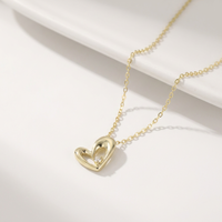 Collier personnalisé pour femme, délicat, en argent sterling 925 plaqué or 18 carats, avec pendentif cœur en zircon, chaîne à maillons, pour mariage ou fiançailles