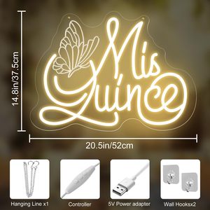 Letrero <span class=keywords><strong>de</strong></span> Neón Mis Quince con Diseño <span class=keywords><strong>de</strong></span> Mariposa Grabado, Decoración <span class=keywords><strong>de</strong></span> Pared para Fiesta <span class=keywords><strong>de</strong></span> Cumpleaños, Letreros <span class=keywords><strong>de</strong></span> Neón Personalizados - Product Image 4