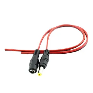 10 buah/lot steker 2.1x5.5mm Pria Wanita 12V Dc Power Pigtail kabel Jack untuk Cctv kamera konektor ekor ekstensi 12V DC kawat