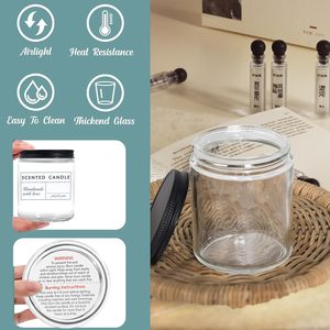 Rỗng Vòng 4Oz 8Oz 500Ml Nến <span class=keywords><strong>Jar</strong></span> Sang Trọng Trong Suốt Rõ Ràng Nến Thủy Tinh Lọ Với Vít Màu Đen Nhôm Kim Loại Có Nắp Đậy Cho Nước Hoa - Product Image 6