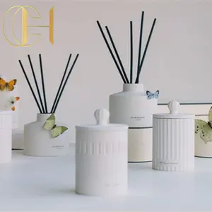 C & H New Design Home Fragrância Flor Aromaterapia Vidro Cerâmica Garrafa Reed Difusor