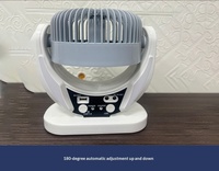 Ventilateur solaire rechargeable OEM 6 pouces 3.7V 3600mAh avec lumière LED 10W, panneau solaire et 2 ampoules, pour camping, autonomie 3-6 heures, 2 vitesses, blanc, direct usine