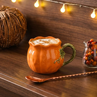 Mug à café en céramique sur le thème de l'automne nord-américain, motif citrouille, pour moka, petit-déjeuner, lait, flocons d'avoine, vaisselle de maison