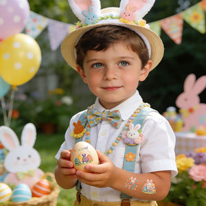 Nouveauté : Tatouages temporaires de Pâques, motifs d'œufs de dessin animé mignons, papier sexy pour le visage et le corps, pour les fêtes d'enfants - Product Image 2