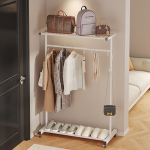 Clothes Rack Floor Standing Metal Drying Rack With Shelf And <b>Basket</b> For Bedroom <b>Storage</b> Mobile Design Rectangle Shape - Product Image 2