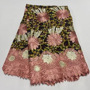 Tela de encaje de mezcla de cera africana de moda, textil de encaje bordado para prendas, 6 yardas/lote para vestido de fiesta - Product Image 5