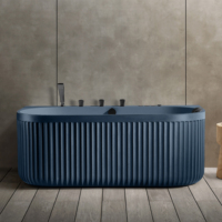 Baignoire en pierre artificielle avec surface à motif marbré, baignoire autoportante de massage spa, plusieurs couleurs