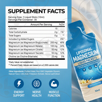 Sachets de magnésium liposomal liquide à étiquette personnalisée pour le soutien énergétique musculaire, absorption élevée, magnésium naturel, emballage individuel