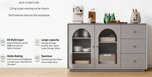 Aparador de Madera Maciza de Lujo Personalizable, Diseño Moderno y Minimalista, Grado E0, Dimensiones 805x1500x400mm, Color Gris Morandi/Marfil - Product Image 6