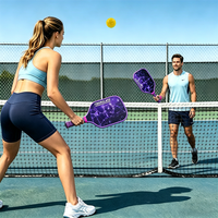 Raquette de pickleball en fibre de verre durable de 16 mm, légère, avec sac de transport en polyester écologique pour débutants, multi-usages