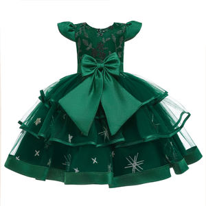Classic Style Noble Girl Family Party Evening Dress Children Princess Gorgeous Green Dress Shiny <b>Sequins</b> Children's Wear - Product Image 2