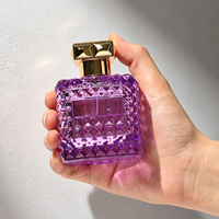 Botella de Perfume de Lujo Personalizada en Color Morado, 50ml 100ml, con Caja de Diseño Lujoso y Pulverizador de Niebla Fina