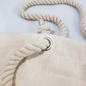 Hot Sales Wedding Party Shopping Beach Trip <b>Bag</b> Zipper Button Rope Handle Reusable <b>Large</b> Organic <b>Canvas</b> Cotton Tote <b>Bag</b> - Product Image 5