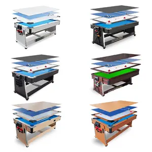 Verbeterde 7ft Multi-Game Tafel 4 In 1 Zwembad Biljarttafel Met Air Hockey Eettafel