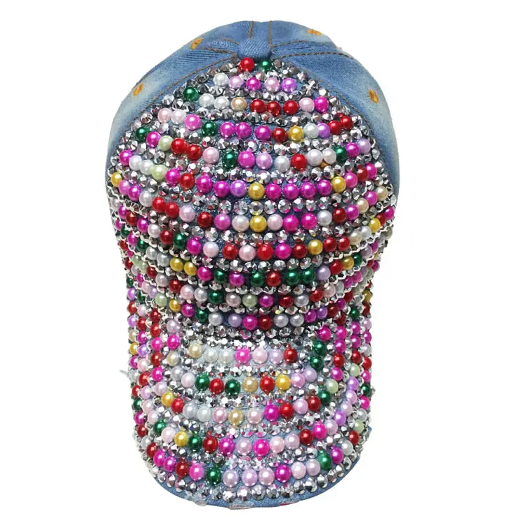도매 라인 석 다채로운 비즈 스파클 블링 야구 모자와 모자