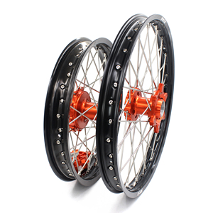 KKE-Juego de llantas <span class=keywords><strong>Enduro</strong></span> 21/18, Compatible con <span class=keywords><strong>KTM</strong></span> EXC XCF SXF 125 250 450 530, Aluminio anodizado naranja Hub - Product Image 2