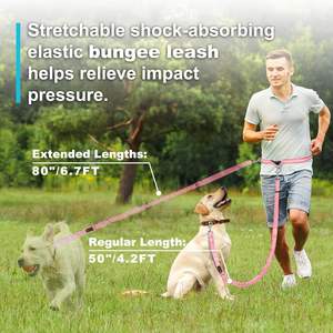 Guinzaglio a mani libere per cani guinzaglio regolabile in vita per <span class=keywords><strong>Dog</strong></span> Walking Bungee a doppia maniglia con punti riflettenti per escursioni a piedi - Product Image 4