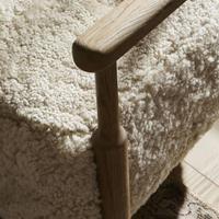 Fauteuil de loisirs moderne vintage à une place, canapé paresseux en bois massif pour salon, chambre, balcon - Avec design en tissu imitation laine d'agneau