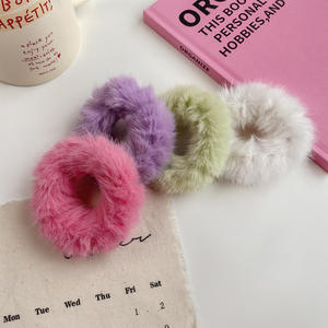Dulce Otoño Invierno niñas elástico felpa banda para el cabello Artificial Faux Fur accesorios para el cabello colorido peludo lazo para el cabello - Product Image 3