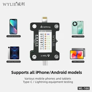 เครื่องทดสอบการเชื่อมต่อหัวเสียบ WYLIE WL-166 สำหรับพอร์ต Lightning/Type-<span class=keywords><strong>C</strong></span> สำหรับ <span class=keywords><strong>iPhone</strong></span>/Android ตรวจจับข้อบกพร่องอัตโนมัติ พร้อมหน้าจอ HD สำหรับซ่อมแซม - Product Image 5